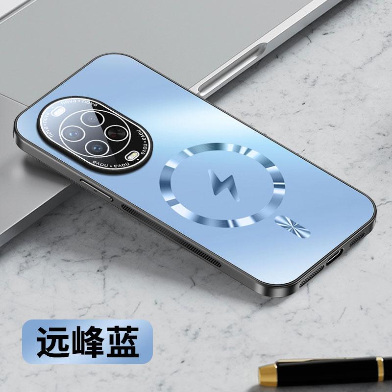 

Чехол для Huawei Nova 14 Ultra AG Матовый Магнитный Беспроводная Зарядка Жесткий Чехол для Nova 14 13 12 Pro Ударопрочный Мягкий Бампер Huawei nova 13 небесно-голубой