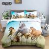 Horse Comforter Cover Set For Kids Toddler Farm Animal Pattern Bedding Set Boys Girls 3 Piece Farmhouse Cowboy Duvet Cover Set