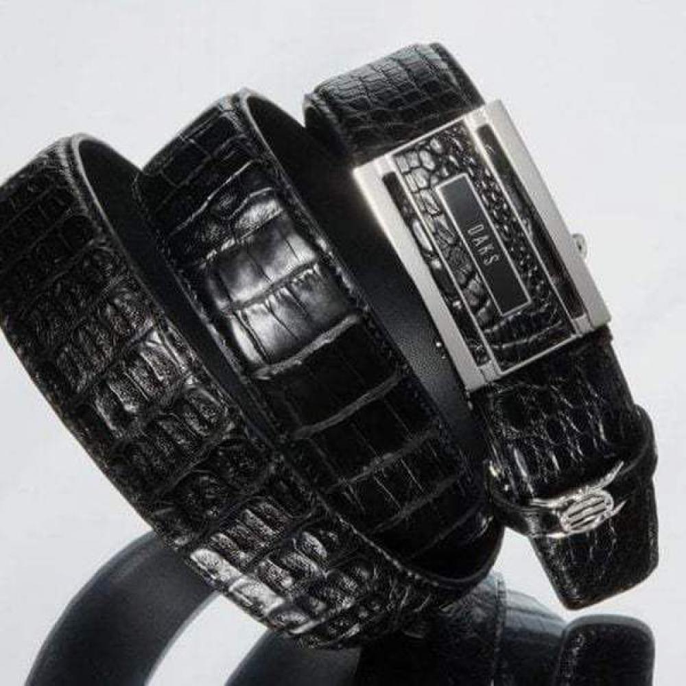 Daks Black Premium Caiman Leather Automatic Belt Single option
