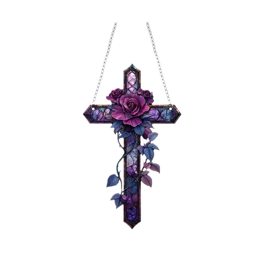 New Style, Religious, Purple Cross, Acrylic, Bedroom and Study, Wall Decoration, Waterproof and Wear-resistant Pendant, Hanging Decoration