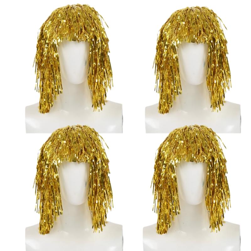 Glanzende Tinsel Pruik Metallic Maskerade Disco Hoed Folie Tinsel Pruiken Voor Volwassenen Verkleedfeest Als Fotorekwisiet Cosplay Benodigdheden