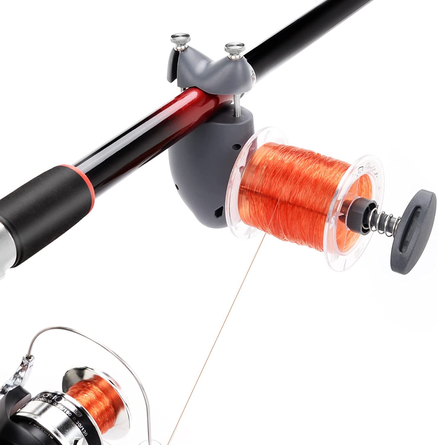 

Hikeen Fishing Line Fishing Line Recycler for Spinning and Casting Adjustable Easy Installation Winder, High-Speed Reels, Fish-Shaped Design, (Gray)
