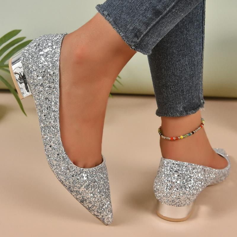 2026 Luxury Women's Flat Shoes Candy Color Loafers Low Heels Bling Pumps Crystal Women Wedding Shoes Pointed Toe Shallow Shoes