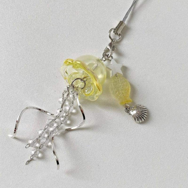 Jellyfish Phone Charm Keychain Pendant Phone Strap Acrylic Texture Phone Chain Suitable for Fashion Enthusiasts Present