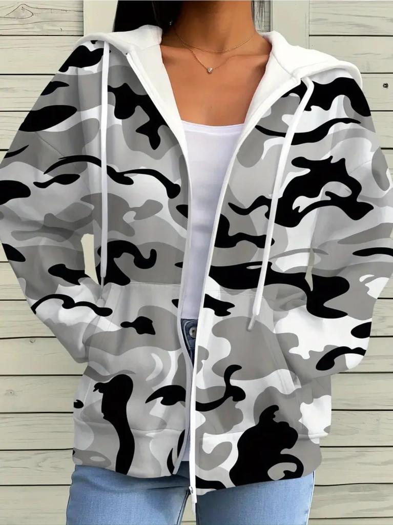2026 Autumn and Winter New Style Women's Zipper Hoodie with 3D Five-Pointed Star Pattern Printing Casual and Comfortable