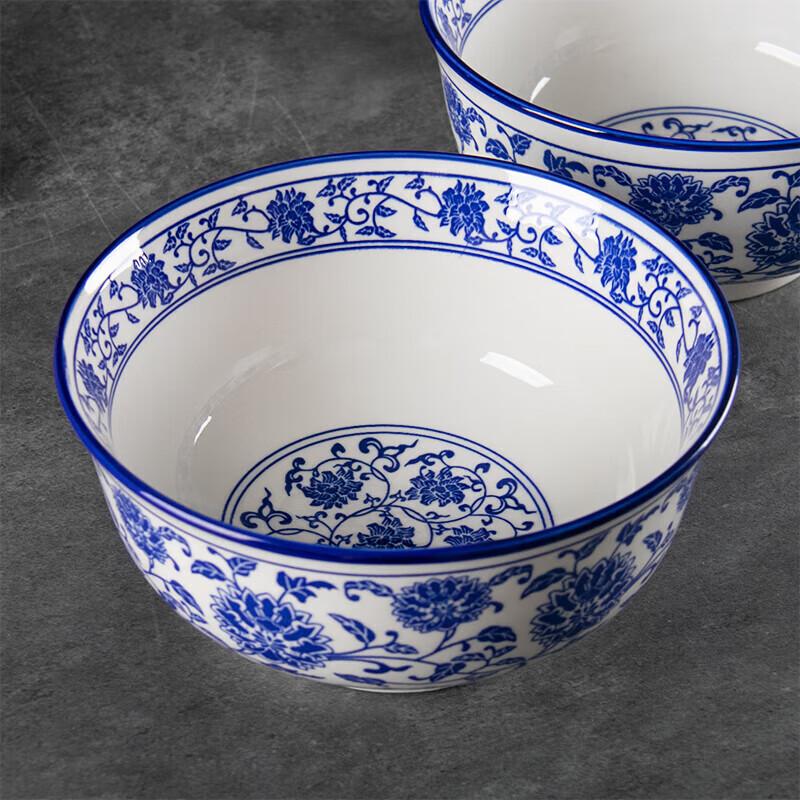 NHZHIW Jingdezhen Blau-Weiß Keramik Nudelschüssel, 6 Zoll