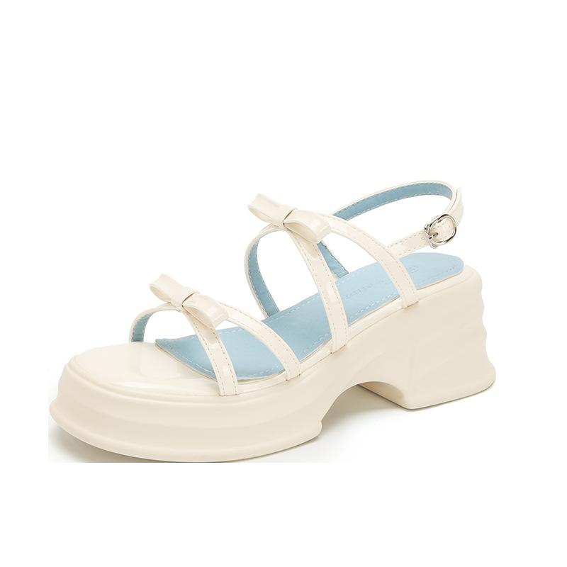 

Тринадцать линий женских босоножек на платформе с бабочками из коровьей кожи 2025 года, новые модели лета с открытым носком в стиле ретро в римском стиле 34 абрикосовый