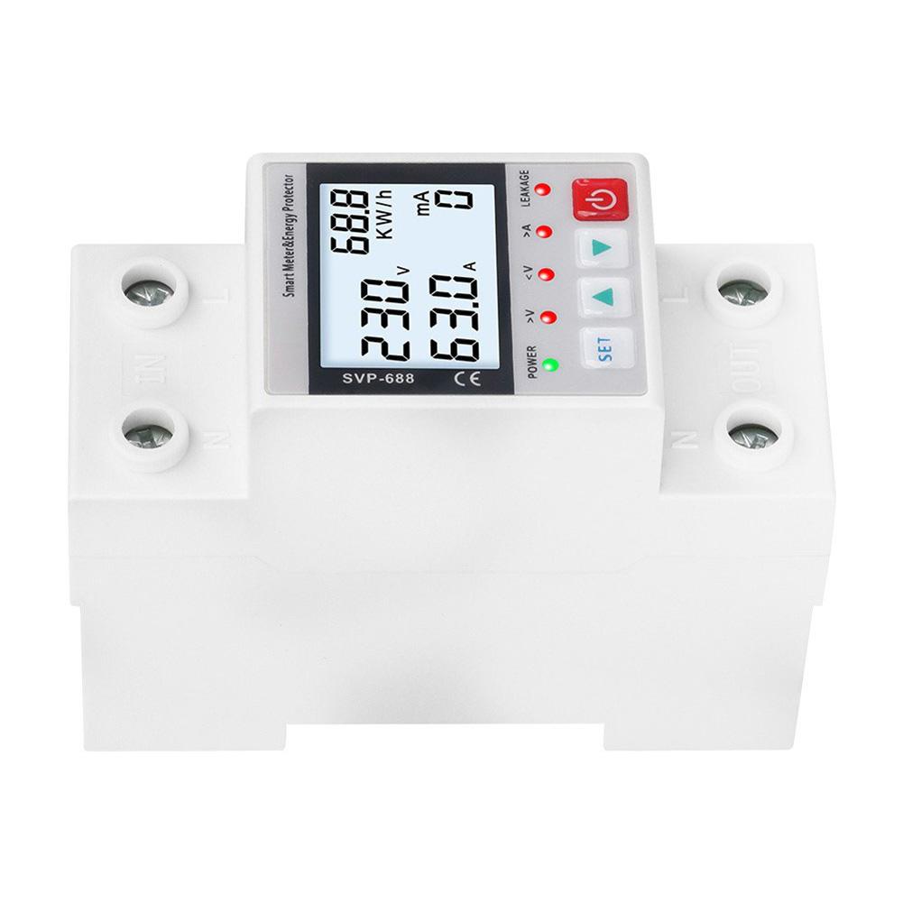 For Smart Home WiFi Backlight Leakage Protector Energy Meter Clearable KWh Reading Adjustable Overvoltage 240-300V