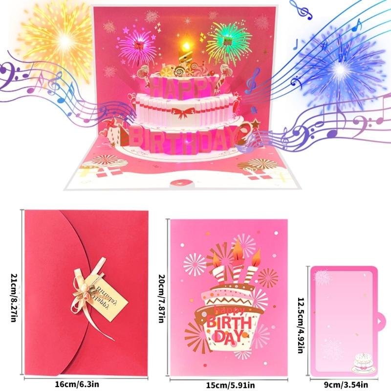Musical 3D Birthday Greeting Card with Music and Lights Artistic Birthday Card Celebration Card Perfect for Parties