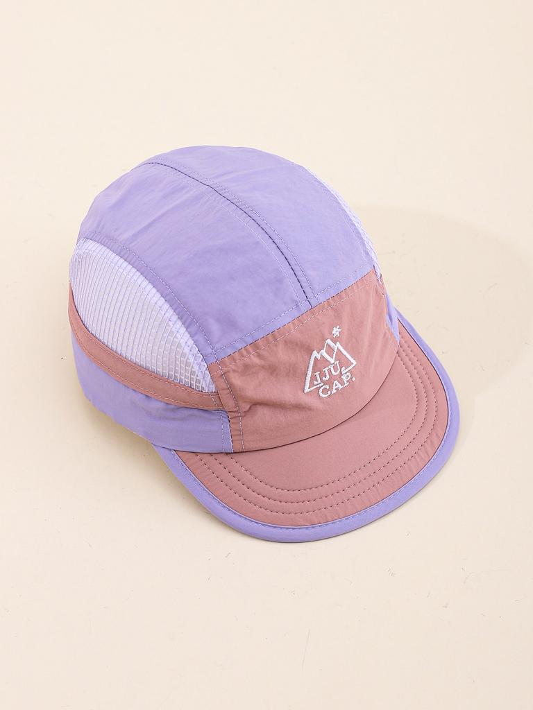 New Color Block Short Brim Baseball Cap with Mountain & Letter Prints Quick-Dry Unisex Outdoor Sun Protection Hat Perfect for