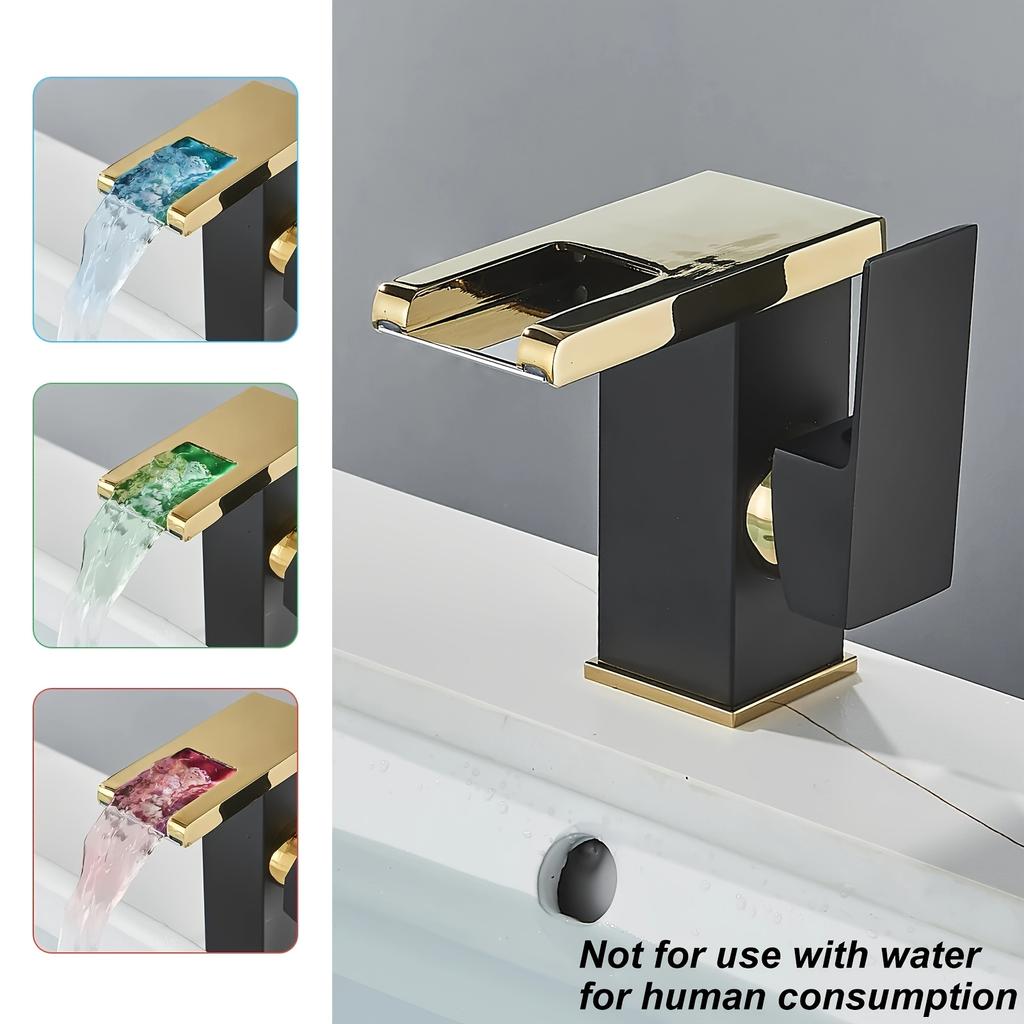 Moderní koupelnová baterie s vodopádem a LED osvětlením Jednopáková 3barevně měnící se výtok