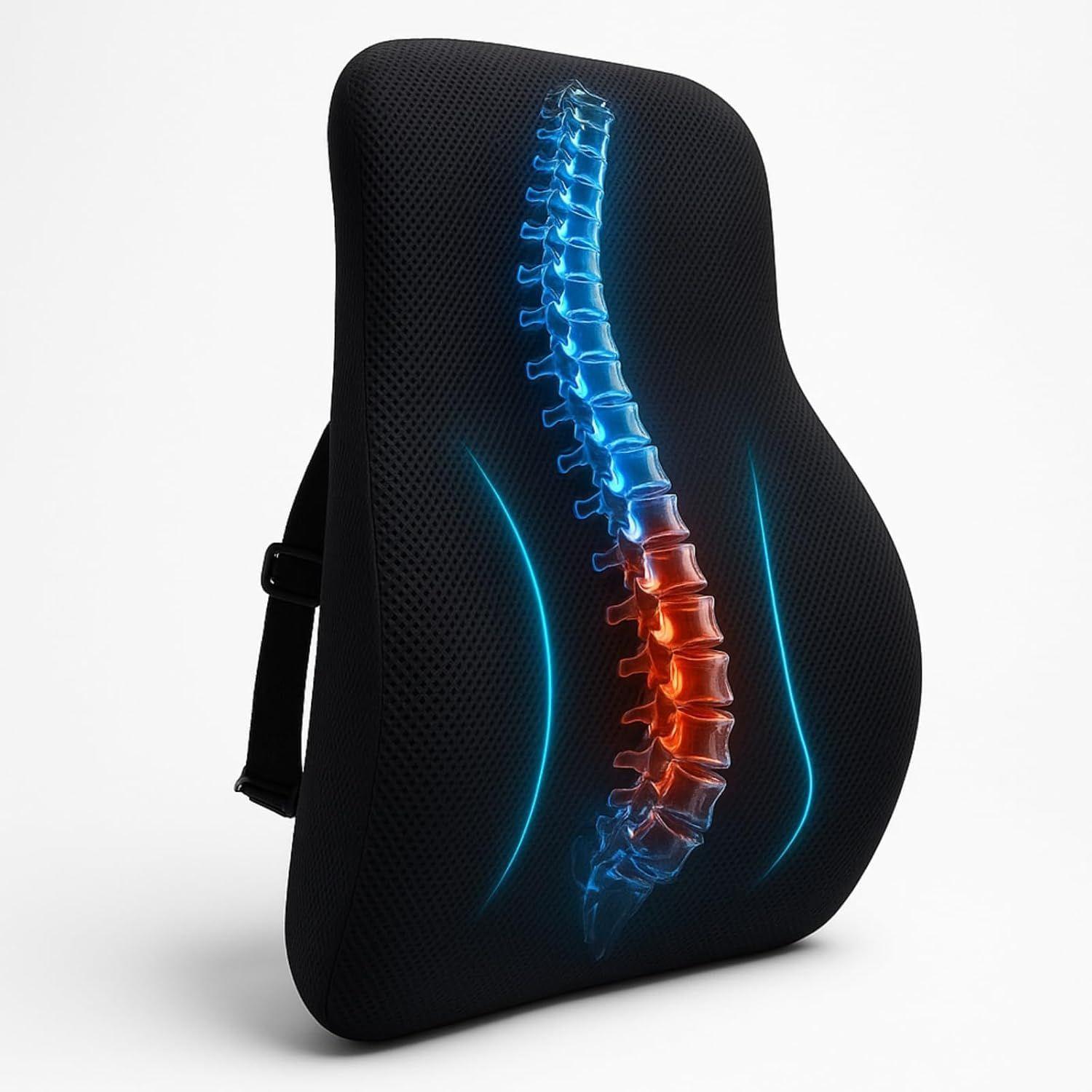 Memory Foam Car Seat Back Support, Orthopedic Lumbar Back Rest for Back Pain Relief, Back Support Pillow for Office Chair 10L x 2W x 12H Centimeters