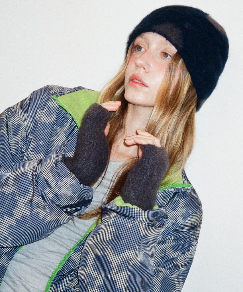 POEV Fluffy Dotted Knit Beanie - Navy