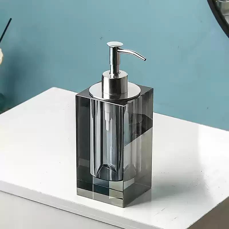 European Grey Crystal Glass Lotion Bottle Mouthwash Cup Toothbrush Shelf Bathroom Accessories Luxury Crystal Toothbrush Shelf