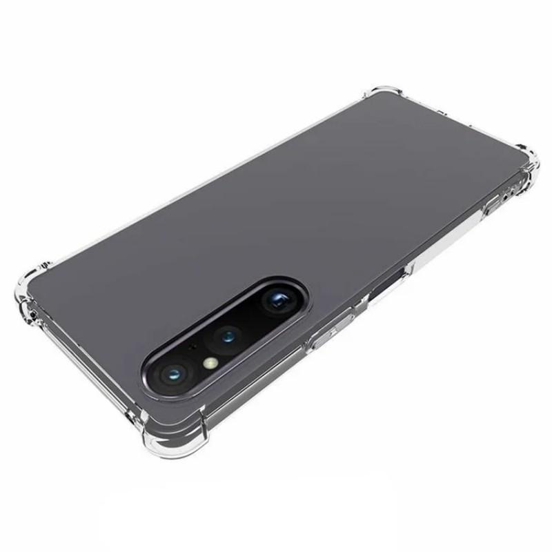For Sony Xperia 1 V Back Cover WANLONFENG TM Series 2.0mm Clear TPU Phone Case (Big Lens Hole)