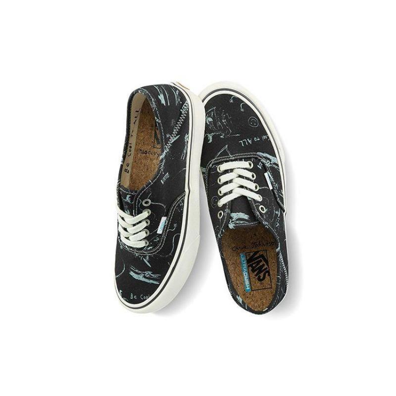 Vans Authentic SF Letter Stripe Print Low-Top Unisex Skate Shoes Black VN0A3MU642C