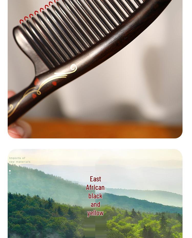 Heart-Shaped Cloisonné Copper and Zitan Wood Comb with Mortise and Tenon Jointing – Handmade for Smooth Hair