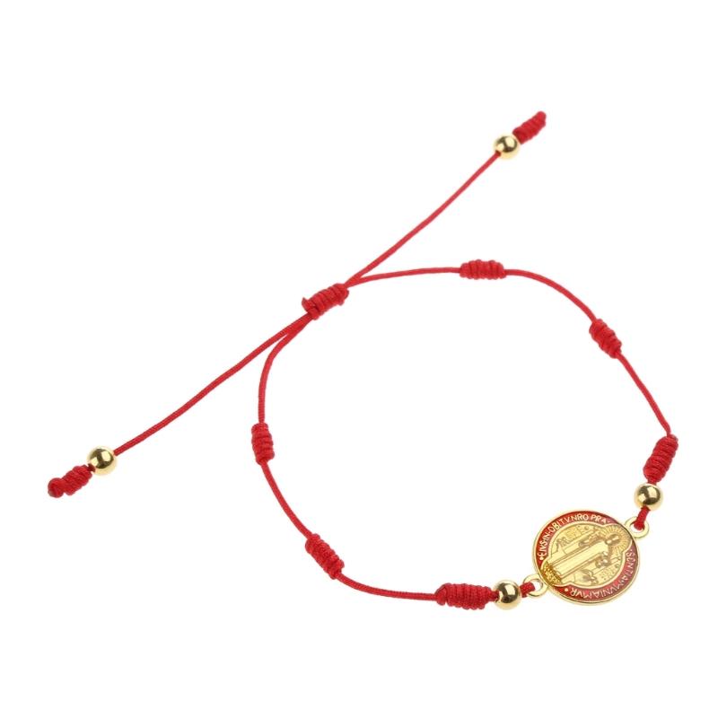 Lady Mary/saint Benedict Bracelet Handmade Red Knots Beads Bracelet Lucky Prayer Religious Bracelets for Men Women