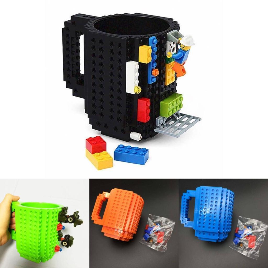 Bunter DIY Bausteinbecher mit 350 ml Fassungsvermögen Plastik-Kaffeetasse im europäischen Stil