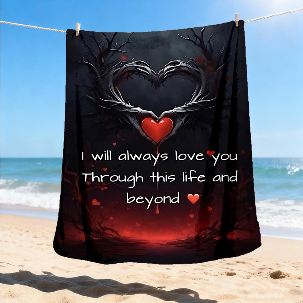 

1pc Heartfelt Love Quote Outdoor Flannel Blanket Soft All Season Polyester Throw , Perfect for Picnics & Travel , Picnic Accessory 80x120cm