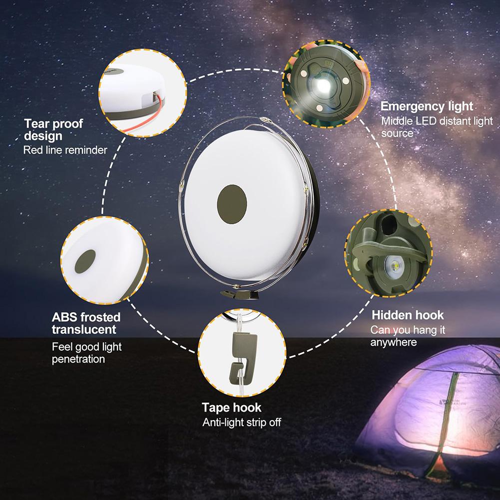 Camping String Lights USB Rechargeable 5 Lighting Modes IP67 Waterproof 1200mAh/2000mAh 10M Length for Camping Hiking Tent Decor