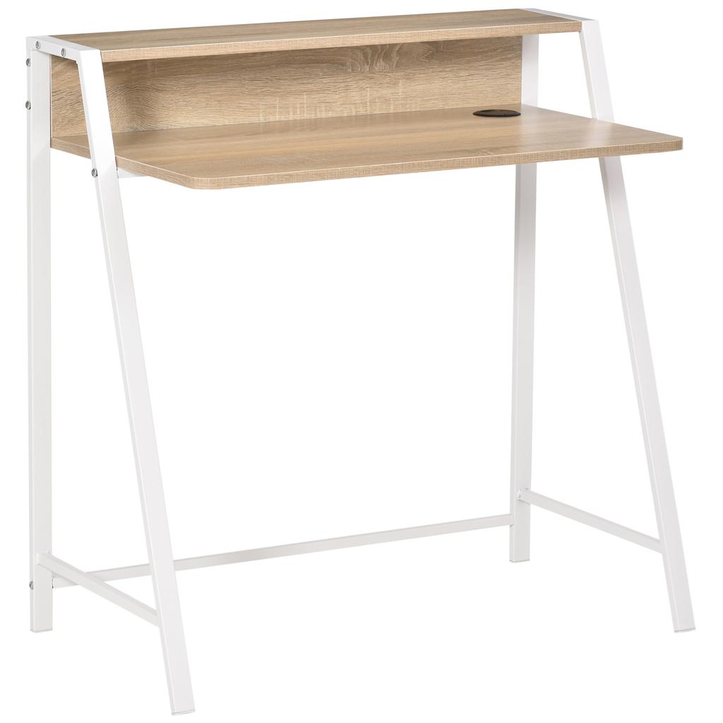 Schreibtisch Computertisch Home Office PC Laptop Workstation Ablagefach 84L x 45B cm Weiß und Eiche