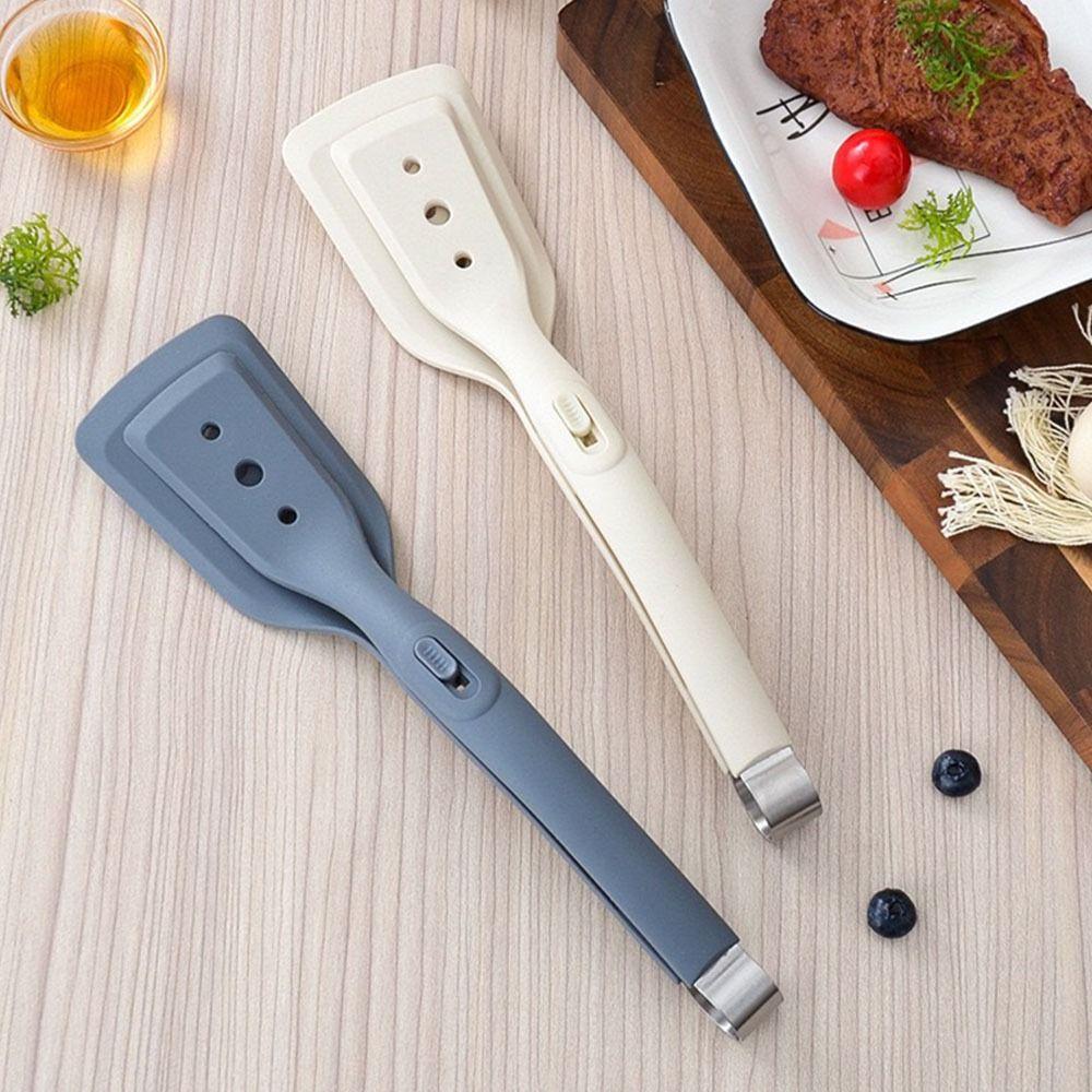 Heat Resistant 2 in 1 Spatula Tongs Silicone Spatulas Bread Clip  Kitchen Cooking
