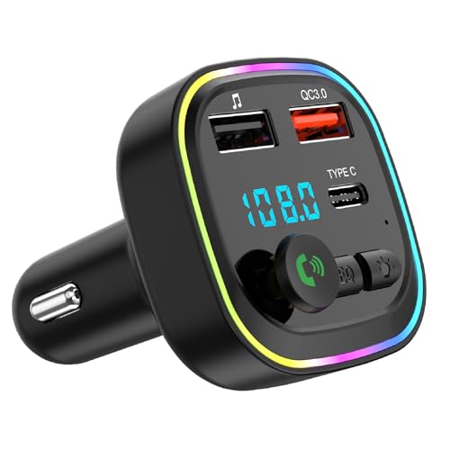 

FM-трансмиттер Ninonly, Bluetooth 5.0, Автомобильное зарядное устройство, Быстрая зарядка QC3.0, Порты Type-C и 2 USB, Автомобильный FM-трансмиттер, USB-память, TF-карта, Шумоподавление CVC