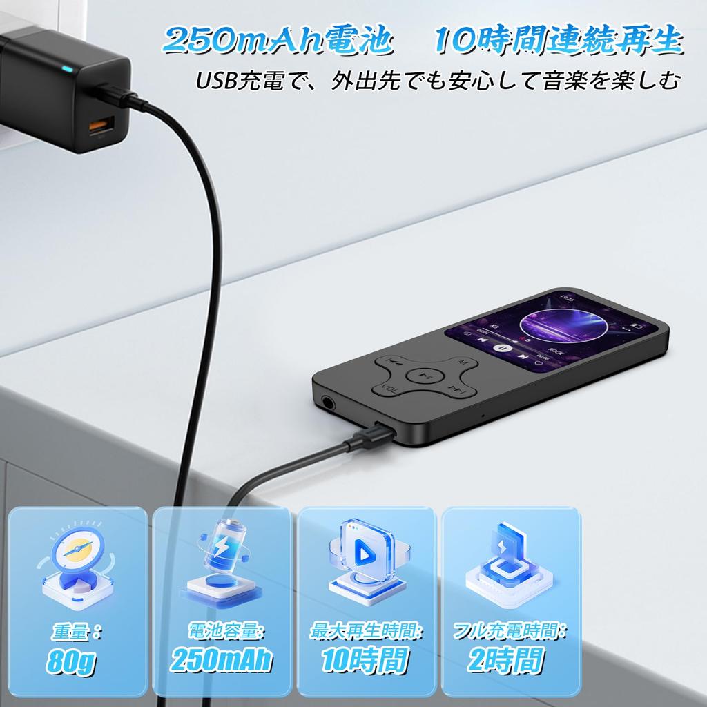 Multifunktionaler MP3-Player mit Bluetooth 32 GB Speicher Erweiterbar bis zu HIFI Einfach Groß OTG FM und Ideal für Sprachmeeting Stress und Japanisch