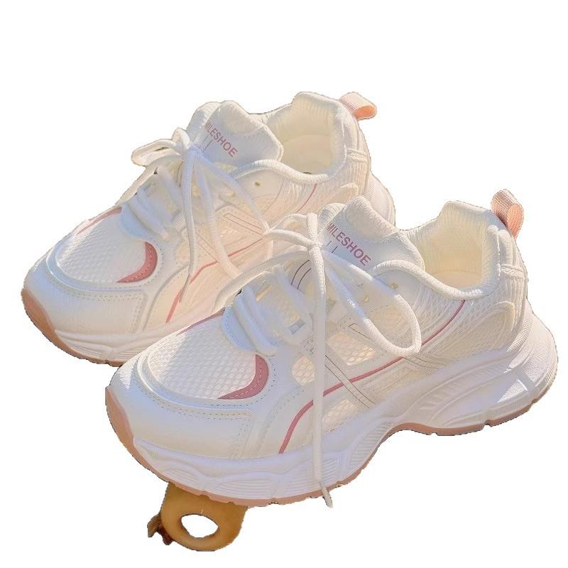 Girls Shoes Sneakers Summer 2025 New Children's Running Little White Mesh Shoes Girls Mesh Breathable Student Non-slip