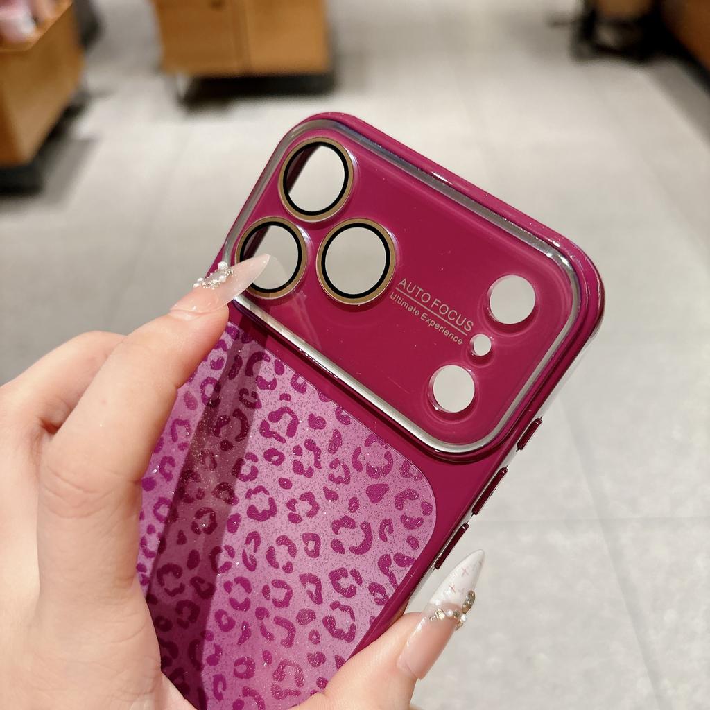 The New Glitter Smudges Leopard Print and Changes In Seconds 17 for iPhone17promax Mobile Phone Case 16pro All-inclusive 14/15.