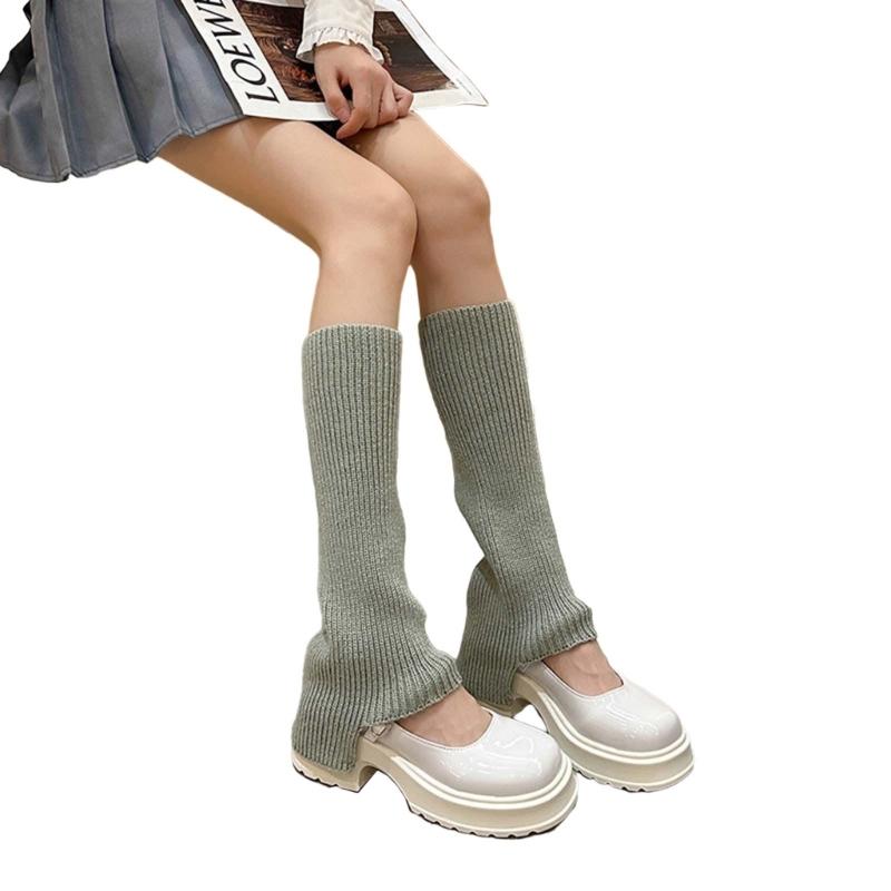 Womens Lolitas Knit Long Socks Flared Leg Warmers Harajuku Booties Socks Winter Warm Ankle Heap Socks