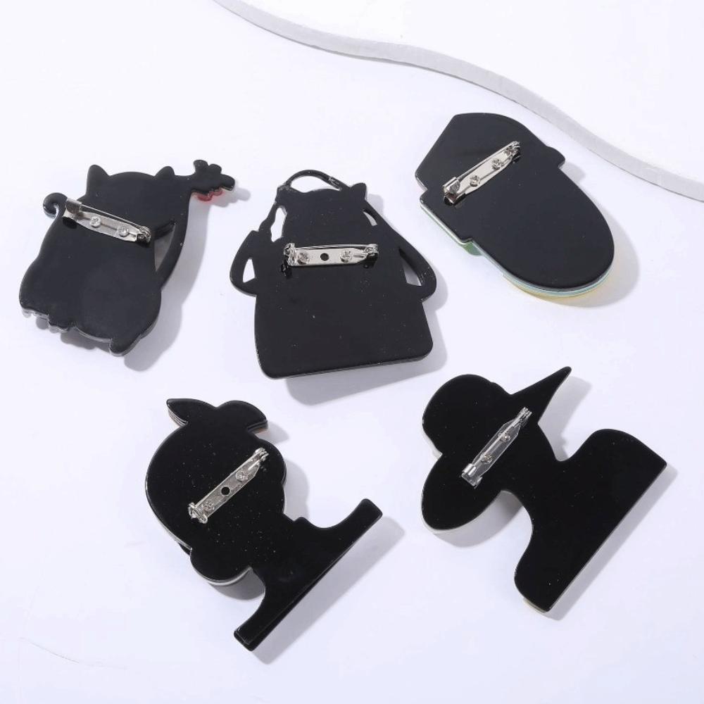 Acrylic Women Portrait Pin Cartoon Coat Badge Elegant Animal Brooches