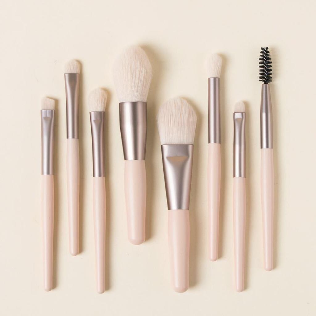 Macaron Series Mini Makeup Brush Set - 8 Portable Soft Bristle Tools for Eyeshadow