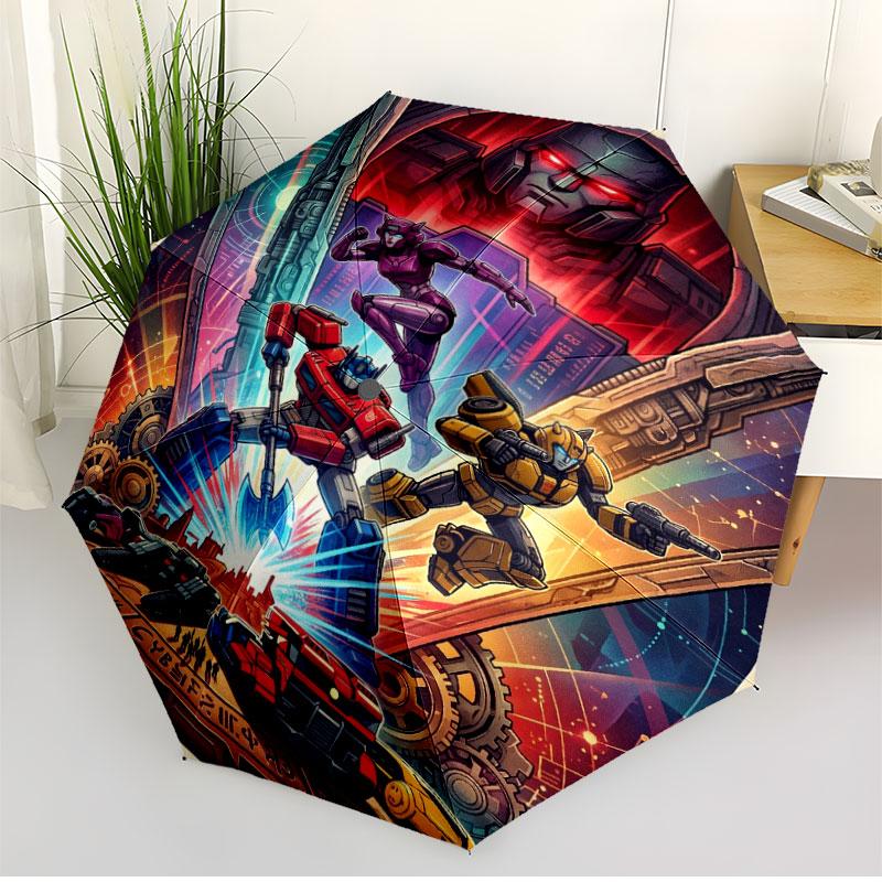 Transformers Print Automatic Open Close Umbrella, Portable Foldable Umbrella, for Outdoor Commute Camping Trip, Ideal Birthday Gift