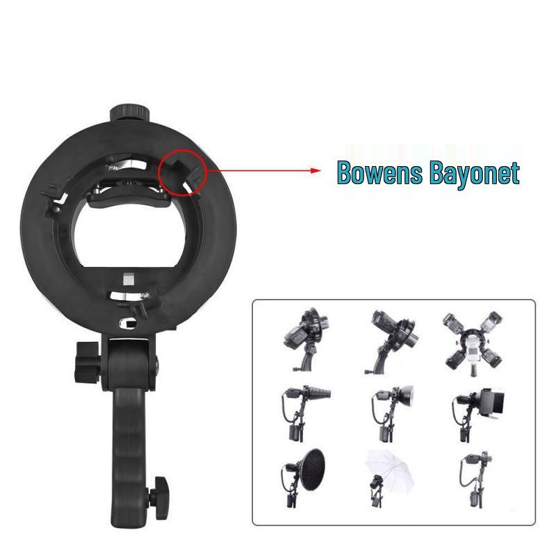 S-Type Handheld Flash Bracket Clamp with Bowens Mount & Umbrella Hole чёрный
