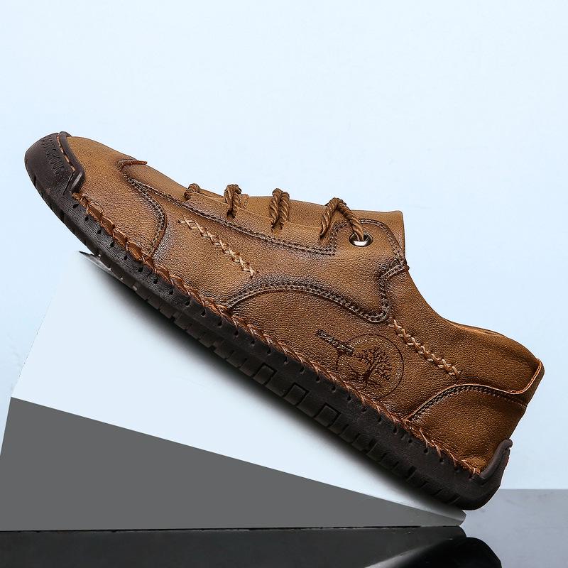 Hot Selling Men's Casual Leather Shoes - New Spring 2020, British Style, Versatile Low-Top Handmade Youth Footwear