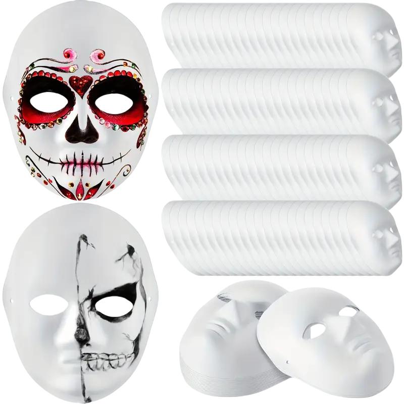1/10pcs Paper Mache Masks White DIY Full Face Masks Paintable Paper Mask for Halloween