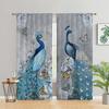 Vintage Peacock Blue Flowers Butterfly Aninmal 3D Digital Printing Thin Hall Window Curtains For KidsBedroom Living Room 2Panels