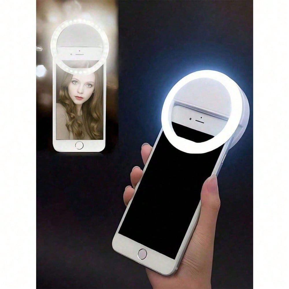 Mini Clip-On Selfie Ring Light, Rechargeable LED Fill Light, 3 Level Brightness for Phone Tablet Laptop