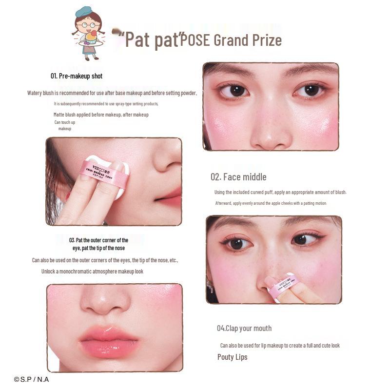 VEECCI x Chibi Maruko-chan Pat Pat Cushion Blush: Watery Glow Multi-use Cream Blush.