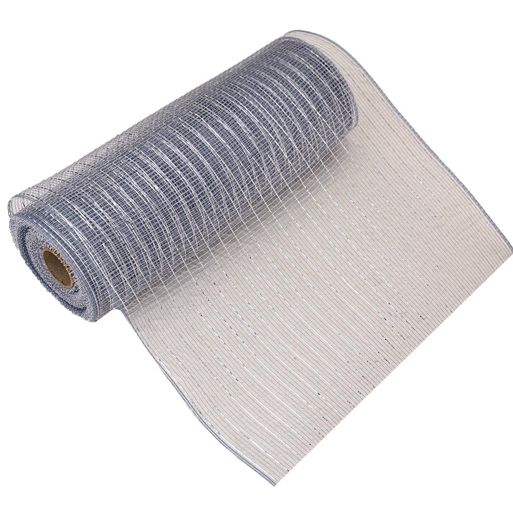 Christmas Ribbon Roll with Decorative Striped Netting for DIY For Wreaths Holiday Garlands Bows and Craft Projects