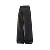 Men's Casual Drawstring Knit Straight-Leg Sweatpants, Hong Kong Style - Loose, Wide-Leg, Floor-Length for Spring and Autumn