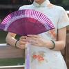 Lace Trim Color Changing Folding Fan Silk Cloth Bamboo Folding Fan  Dance Performance