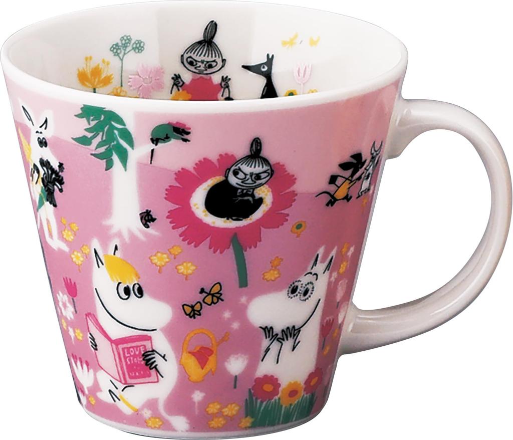 Yamaka Shoten MOOMIN "4 Seasons" Large Mug, 340ml, Diameter: Approx. 10 x 9cm, Spring, Birthday Gift, Goods, Tableware, Made in Japan, Pink, MM9601-11