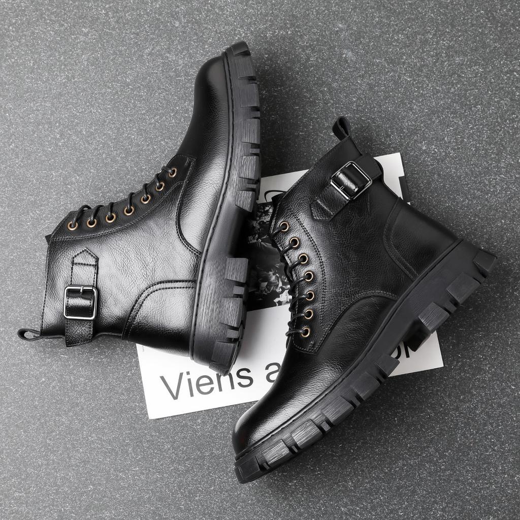 2025 New Men's Martin Boots High-end Men's Shoes British Style Trend Casual Boots Fashionable and Comfortable Thick Soles Increase