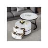 Nesting Coffee Table Set - MUVOE - Polished Marble - 2 Drawers - White - 60x60cm and 50x50cm