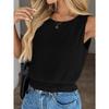 European and American Cross-border Summer New Women's Round Neck Sleeveless Hem Pleated Casual Vest