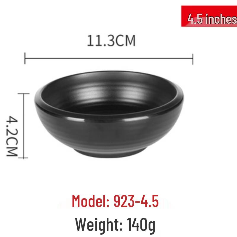 Jijun Japanese Style Black Melamine Restaurant Bowls, 10-Pack
