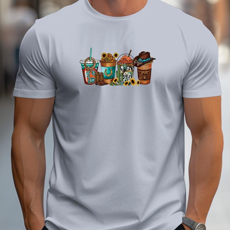 

American Street Print Men s T-Shirt - Retro Versatile Casual Top S